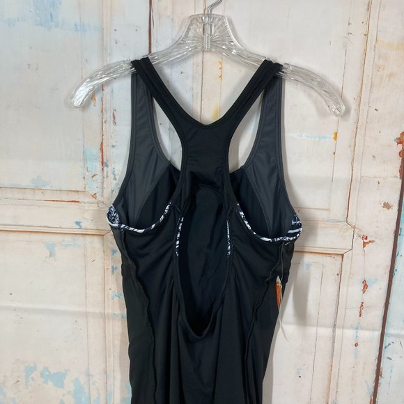 My Charmo Size L Women’s One Piece Swimsuit Boy Short Leg Black White Dive Yoga - Picture 8 of 16